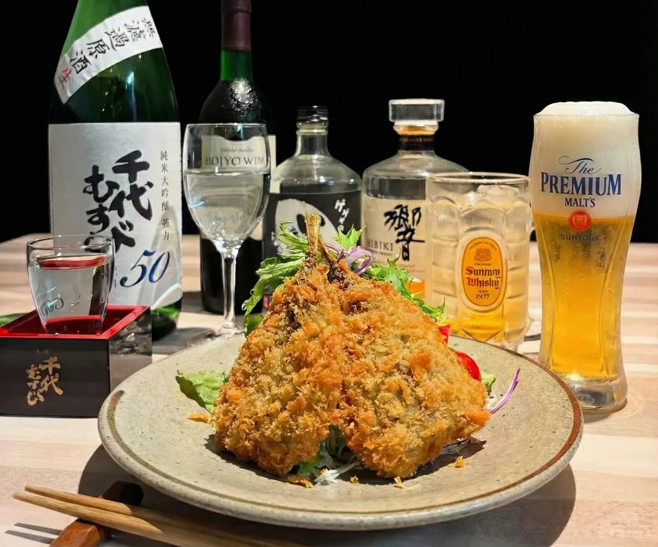 郷音名物アジフライと山陰の地酒の絶妙なマリアージュ